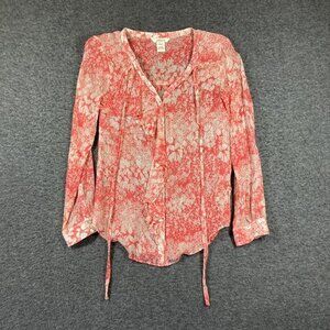 Sundance 100% Silk Sheer Boho‎ Blouse Shirt Womens XS Extra Small Floral Print